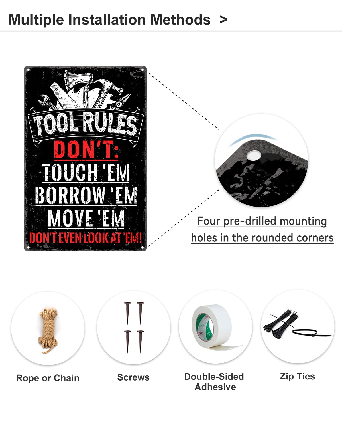 Open Road Brands Tool Rules Metal Sign - Funny Vintage Sign For